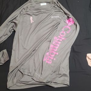 Gray and pink breast cancer columbia long sleeve